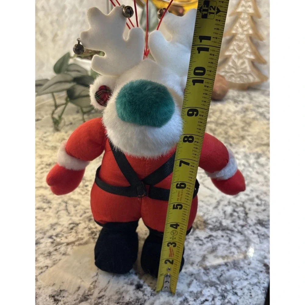 Vtg Applause Christmas Reindeer Santa bell Plush Parachute‎ Stuffed Animal Toys